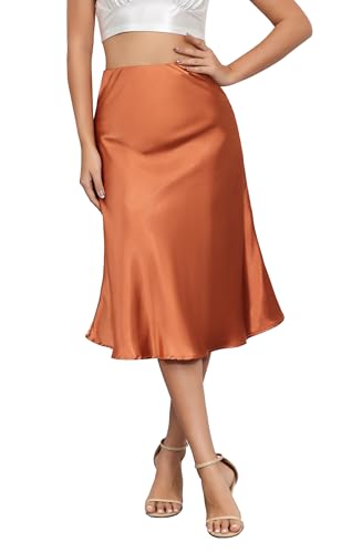 Image of Satin Midi Skirt