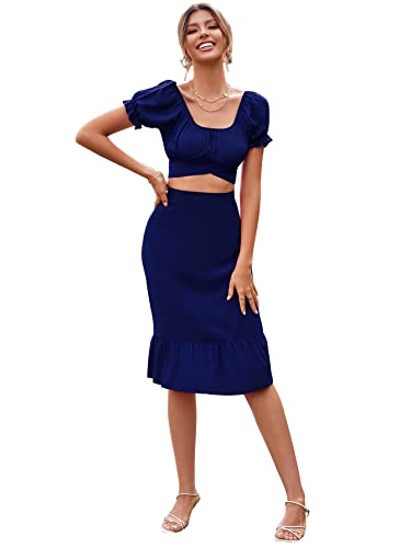 Image of 2 Piece Crop Top and Midi Skirt Set