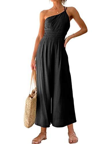 Image of Summer Straps One Shoulder Dressy Jumpsuit Romper