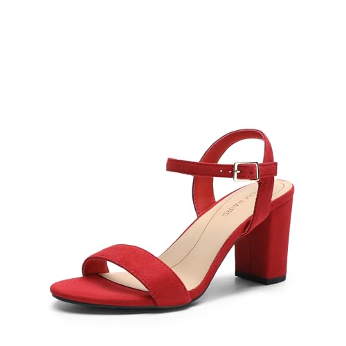 Image of Block-Heel Sandals in Red