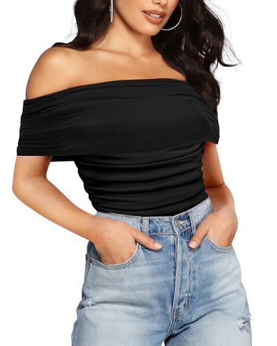 Image of Fitted off-the-shoulder blouse