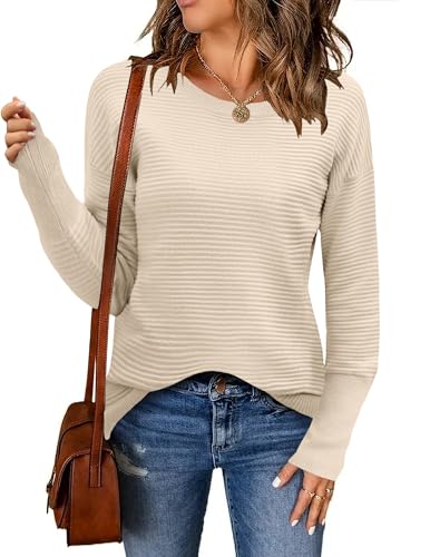 Image of Crew Neck Ribbed Knit Sweater