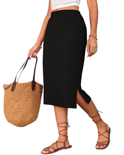 Image of Black Midi Skirt