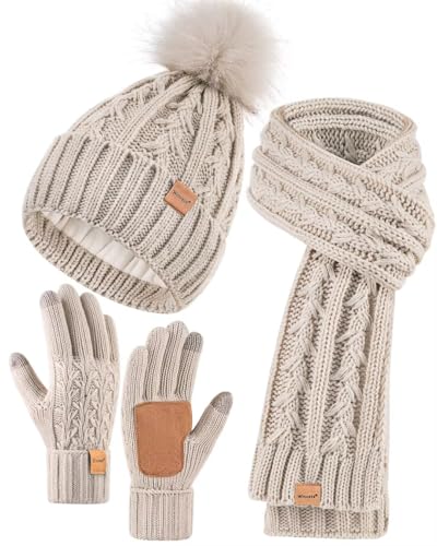 Image of Fall Hat and Scarf Set Cream