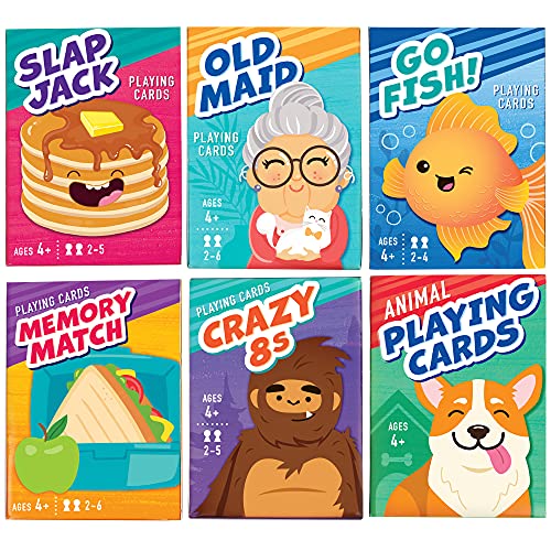 Image of 6 Decks, Go Fish, Old Maid, Crazy Eights, Memory Match, Slap Jack, Animal Playing Cards, Easter Basket Stuffers, Stocking Stuffers