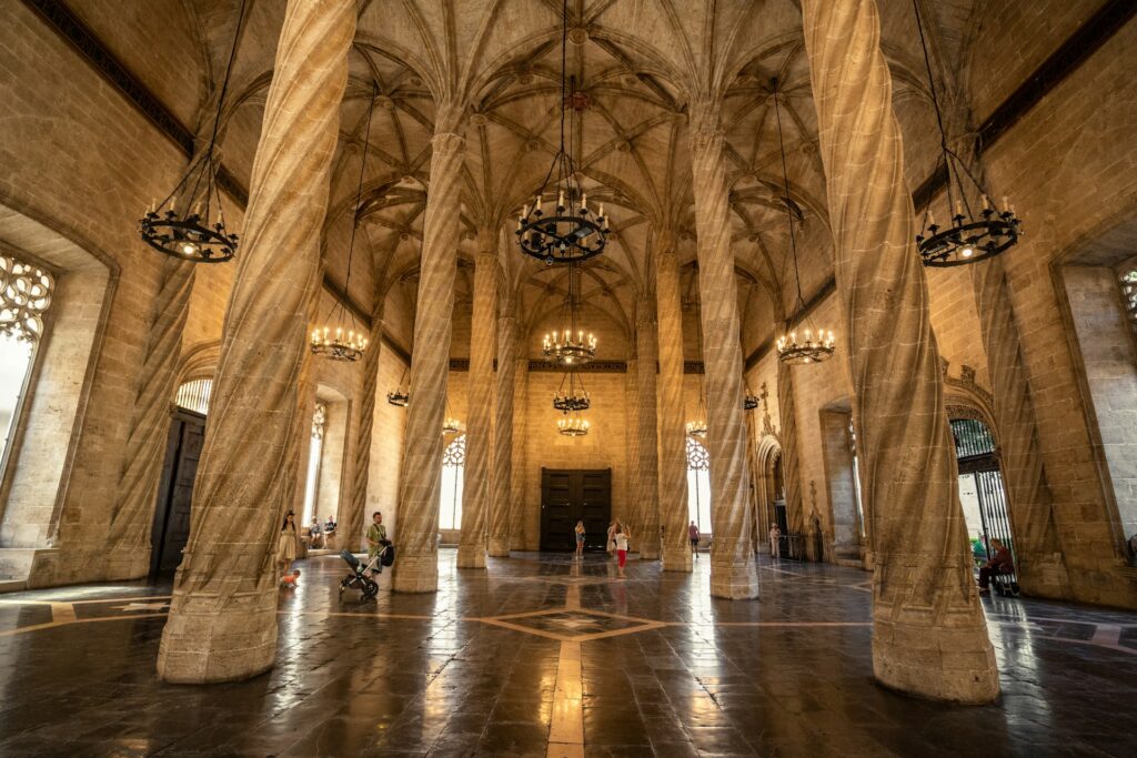 The interiors of La Lonja de la Seda in Valencia, Spain. Photo By: https://en.northleg.com/