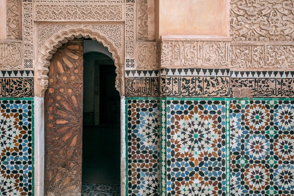 Old building facade with Arabic ornament 